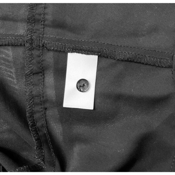 Women's Black & Taupe Chiffon Blouse Size 1X (16W-18W) V-Neck Tux-Pleated Button - Picture 8 of 9